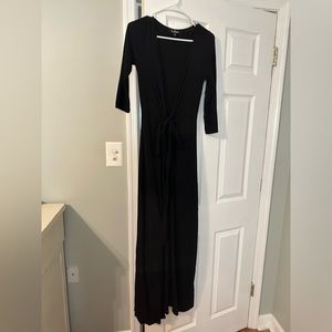 Black wrap dress.